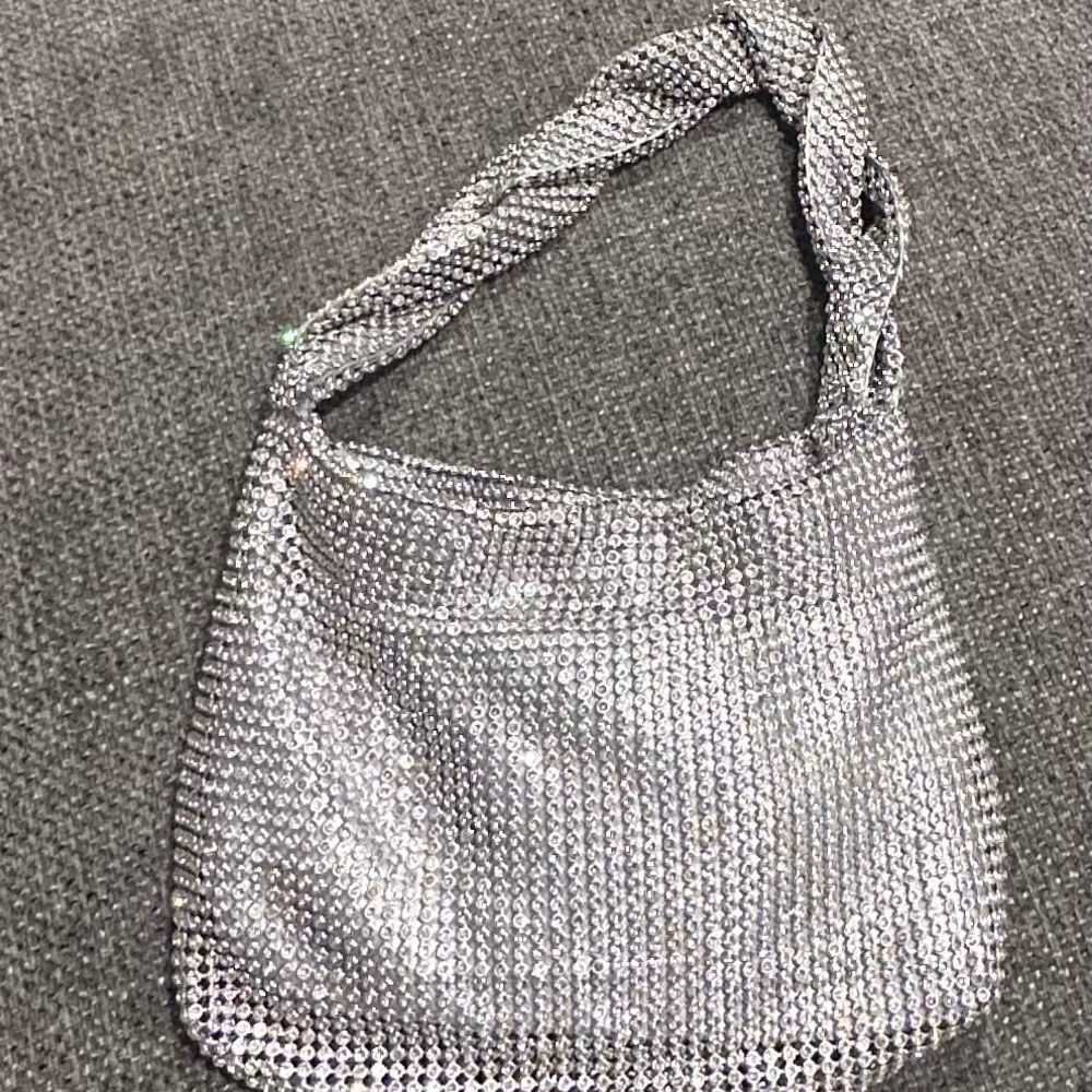 Fashion Nova Shimmering Silver Rhinestone Bag